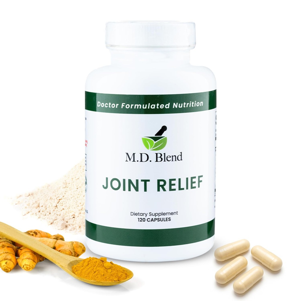 M.D. Joint - מומחה פורמולה תוספת - ברכיים, HIPS, Ankles התנועה & הניידות - Daily Wellness בלגן - Collagen, hydrolyzed, Glucosamine, BioPerine, Turmeric - 120 קפסולות (Pack of 1)
