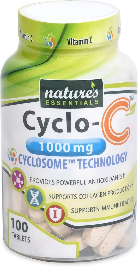 ויטמין C | Cyclo-C 1000mg | Bioflavonoids + Cyclodextrin מקסימום Absorption Formula | 3 חודשים אספקה | Non-GMO | Gluten-Free | Vegetarian | Count)