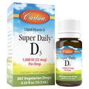 קרלסון - Super Daily D3, ויטמין D Drops, 1,000 IU (25 mcg) ל Drop, 1 שנים אספקה, ויטמין D3 נוזלי, לב וחיסון בריאות, צמחוני, ויטמין D3 טיפות, Unflavored, 365 טיפות
