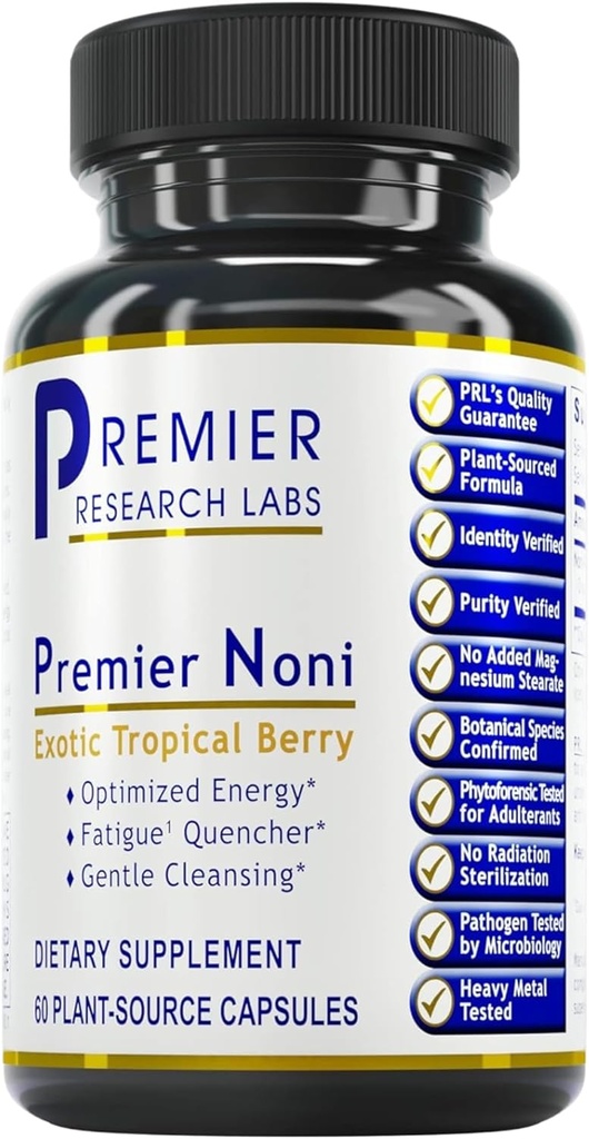 Premier Research Labs Premier Noni - Organic Noni Capsules, Noni Fruit Powder Pills, Noni Extract Supplement for Gut Health, Energy & Immune Health Support - 60 Vegetarian Capsules
