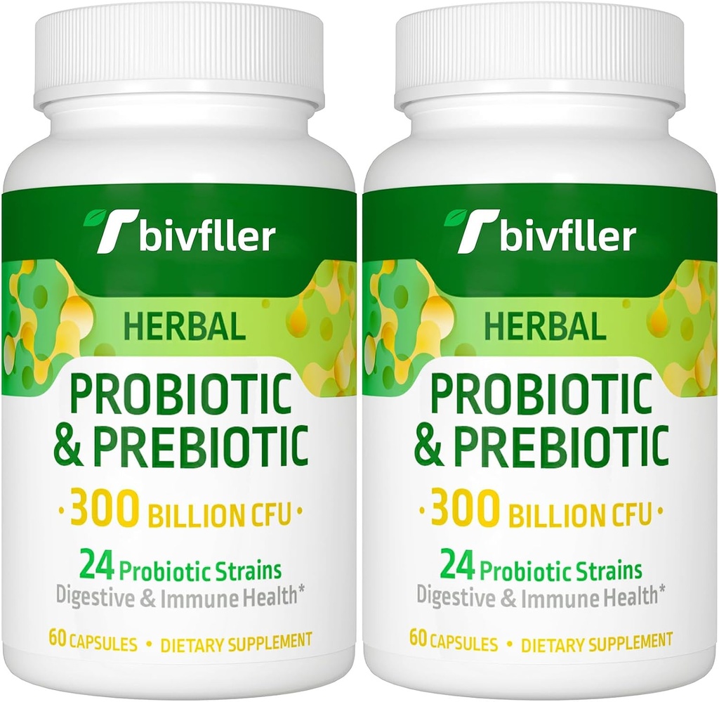 Probiotics for Women Men- 300 מיליארד CFU, 24 Strains Probiotic+15 Herbs אורגני טרוםביוטיקה בלנדר, Pre and Probiotics, for Digestive Health, Immune & Gut, Diarrhea, Bloating, 4 חודשים אספקת חשמל.