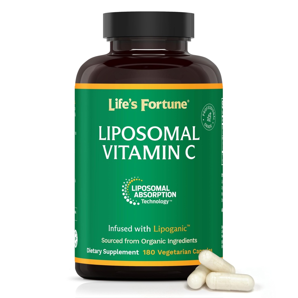 ויטמין C 2100 מ"ג של Life's Fortune Liposomal, Fast Acting Absorption, High Bioavailability Supporting Immune System, High Antioxidant Supplement Formula - Collagen Booster - 180 קפסולות