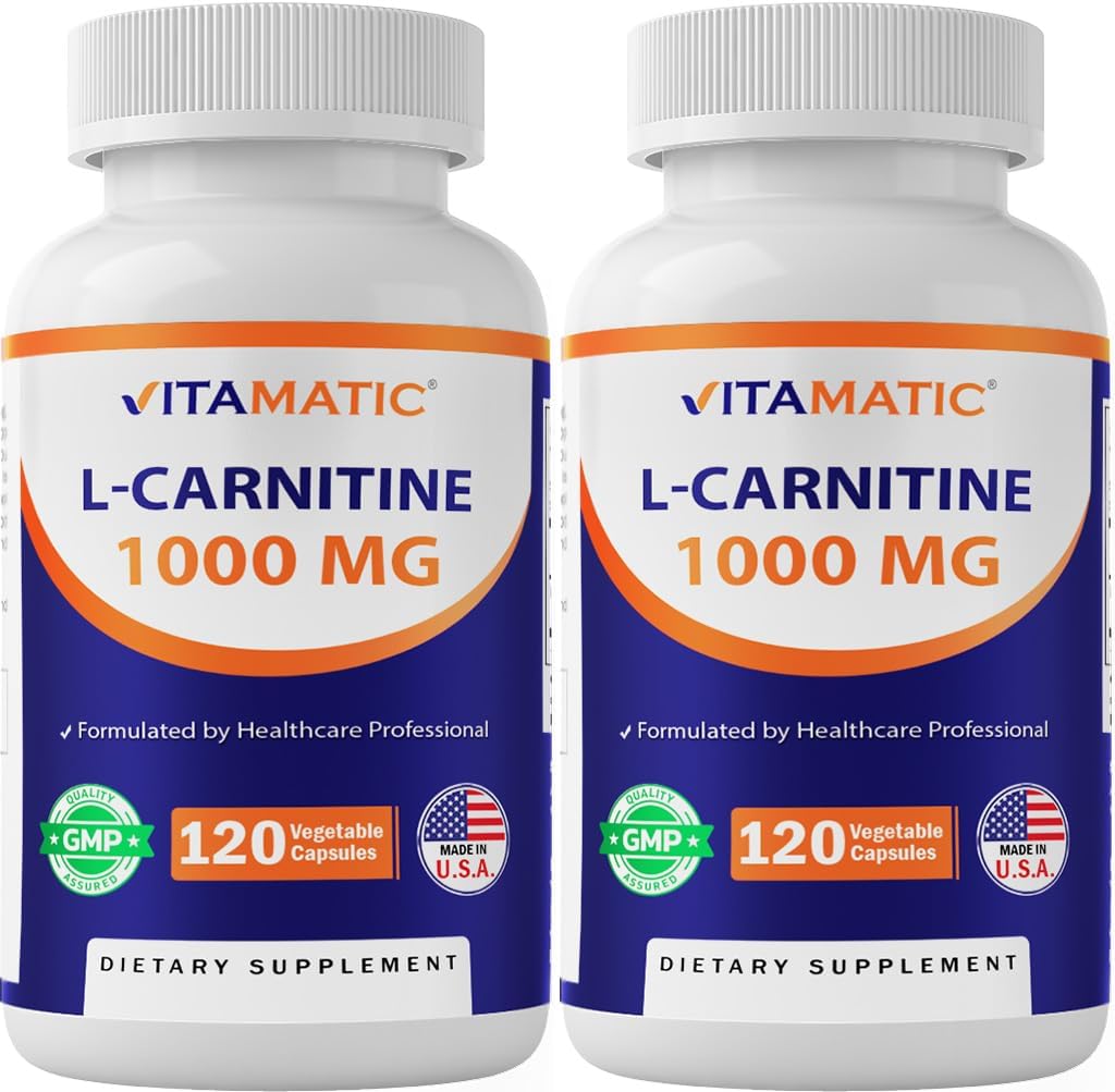 Vitamatic L-Carnitine Fumarate 1000 מ"ג - 120 קפסולות ירקות (2 בקבוקים)