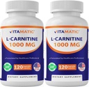 Vitamatic L-Carnitine Fumarate 1000 מ"ג - 120 קפסולות ירקות (2 בקבוקים)