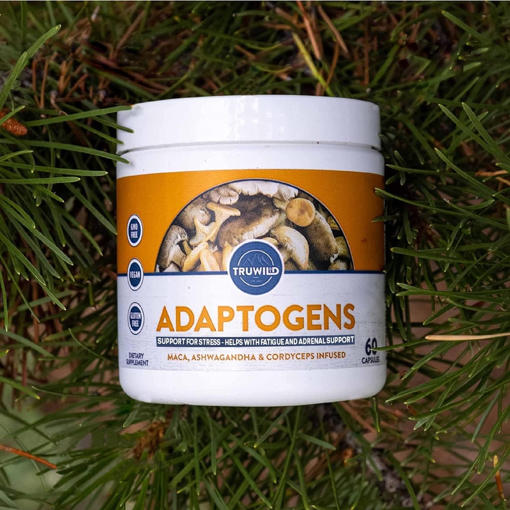 Tru Wild Fitogens טבעוני קפסולת w/Ashwagandha + Maca w / מלא Spectrum Mushrooms - All Natural - 40 משרתים