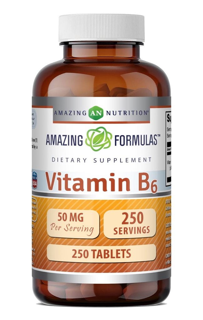 פורמולה מדהימה ויטמין B6 Pyridoxine 50 מ"ג 250 טבליות תוסף