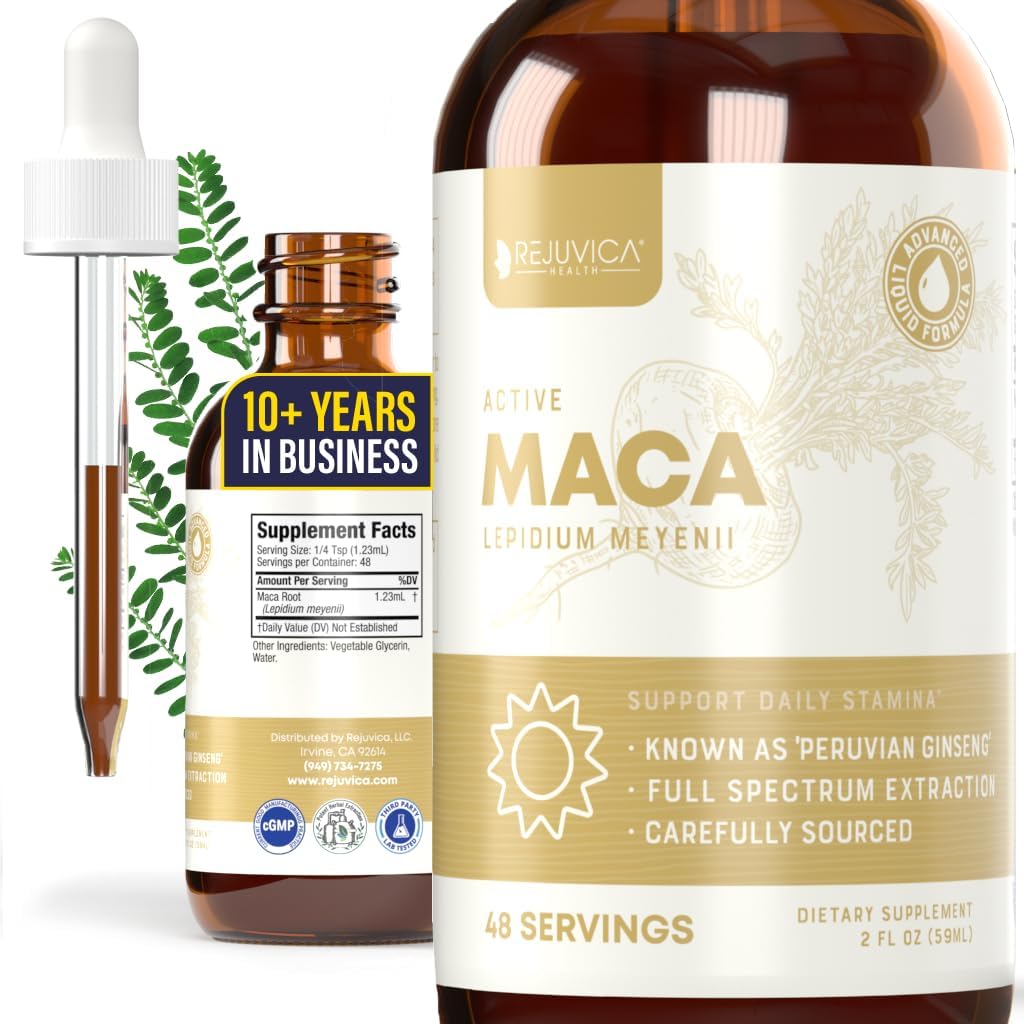 Rejuvica Health Active Maca - Advanced Maca Root Extract - פרואני ג'ינסנג - משלוח נוזלי עבור Absorption טוב יותר - תמיכה באנרגיה ו Vitality