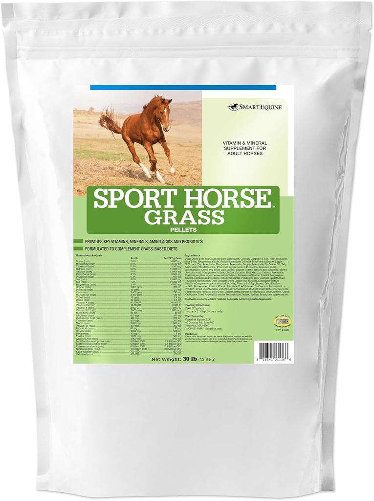 ספורט Grass Pellets | Horse Probiotics, Prebiotics, ויטמינים ומינרלים, ויטמין E תוספת עבור Athlete Equines