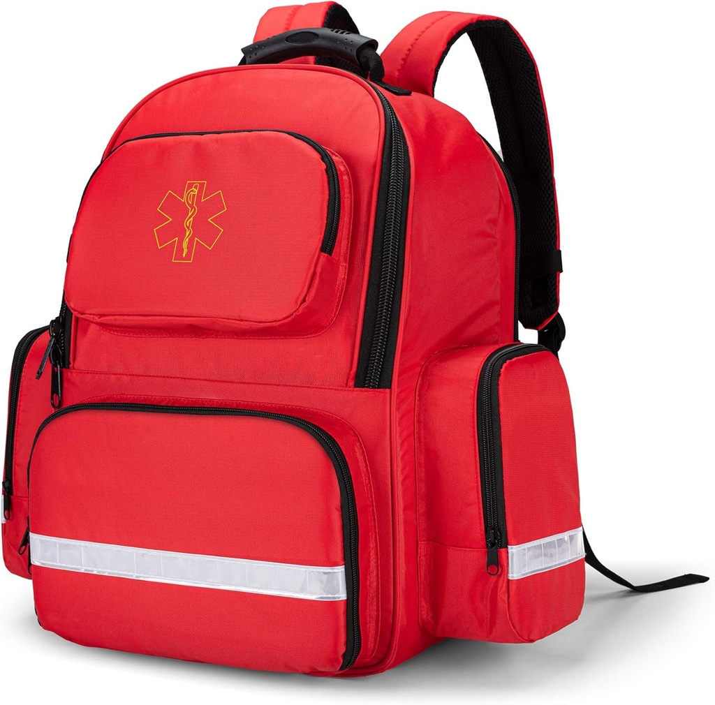 Trunab First responseer Bagטראומה תרמיל ריק, ערכות חירום רפואיות אחסון Jump Bag Pack עבור EMT, EMS, משטרה, מכבי אש, קציני בטיחות - עיצוב פטנט אדום