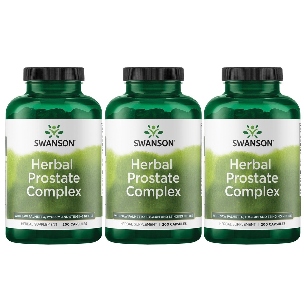 Swanson Herbal Prostate Complex - תוסף גברים - תכונות Pygeum, Saw Palmetto & Sting Nettle - (200 קפסולות) (3 Pack)