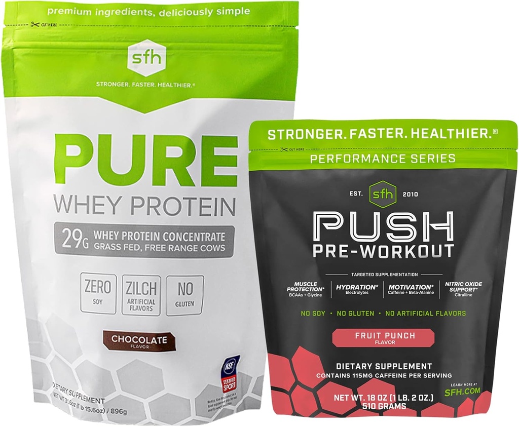SFH מוטיבציה & Get Workout Bundle טהור חלבון שוקולד Whey ו Push Pre-Workout אבקת
