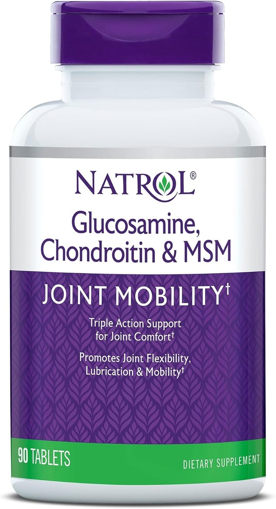 Natrol Glucosamine, Chondroitin ו MSM, ניידות משותפת, טבליות, 90 Count (Pack של 12)