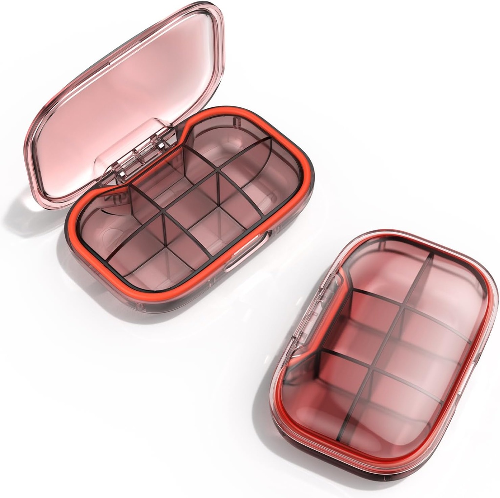 6 השוואת נסיעות גלולות Box, גלולות מארגנת Moisture Proof Case, Small Pill Box for Pocket Purse, Daily Portable Medicine Box, Fish Oil Box, Box(Orange)