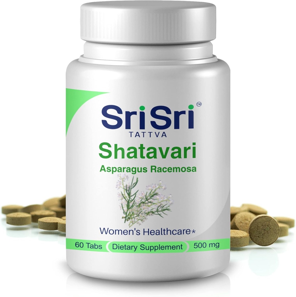 סרי Tattva Shatavari Asparagus Racemosa Dietary תוספי - 60 טבליות 500 מ"ג אורגני Shatavari - Reproductive Health Ayurvedic Herb עבור Balancing Vata & פיטה