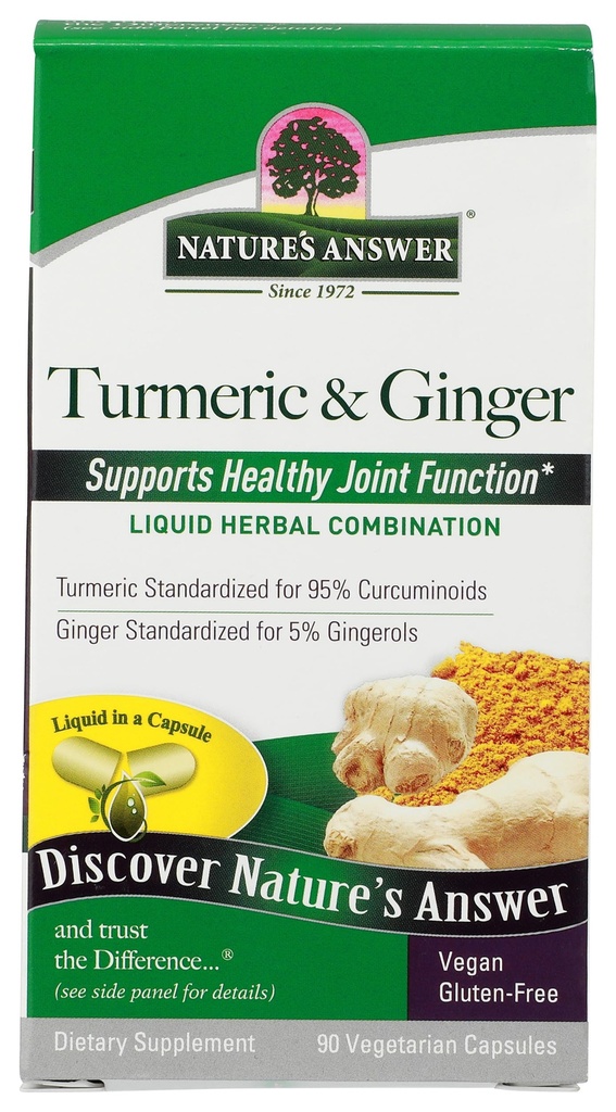 תשובתו של הטבע Turmeric וג'ינג'ר קפסולות 90 | תמיכה משותפת | Gluten-Free