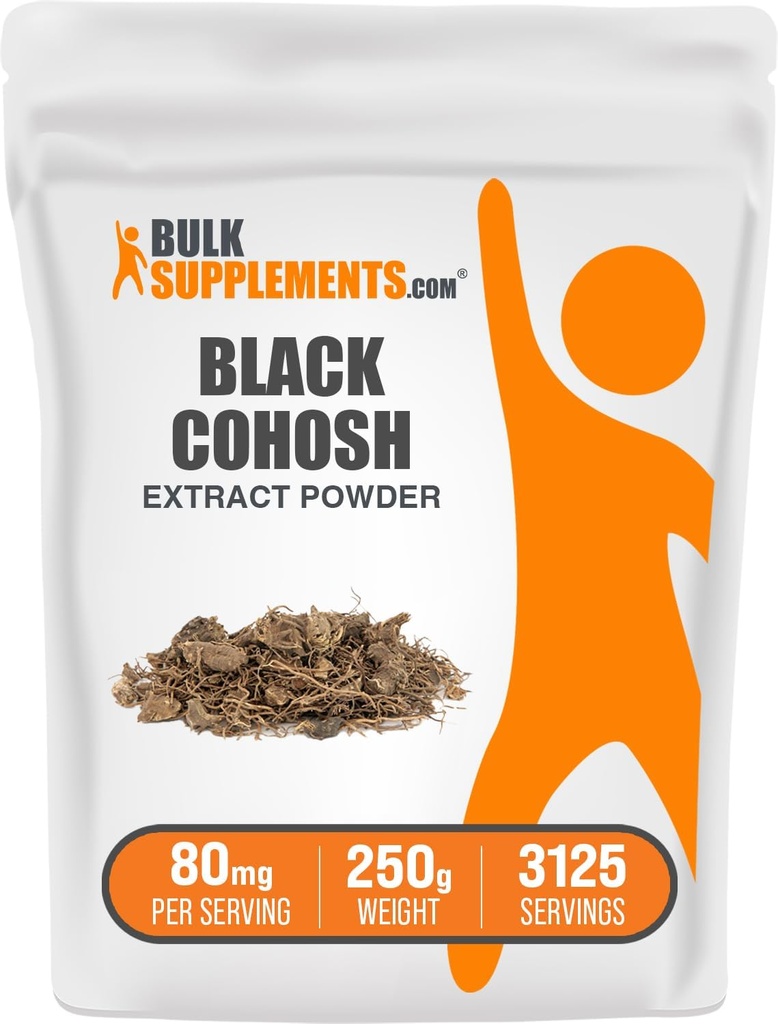 BulkSupplements.com Black Cohosh אבקת - מ Black Cohosh Root, Herbal Supplement - טבעוני וגלוטן חינם, 80 מ"ג לשרת, 250g (Pack of 1)