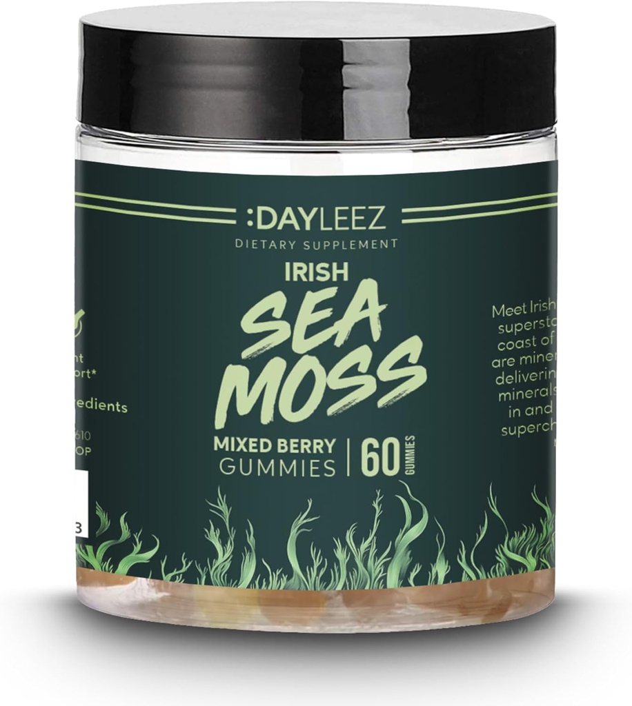 Irish Sea Mosss Gummies - Natural Immune Support & Digestive Health - טבעוני, non-GMO, Gluten-Free - 60 Count - Premium Sea Mos תוסף עבור אנרגיה & בריאות