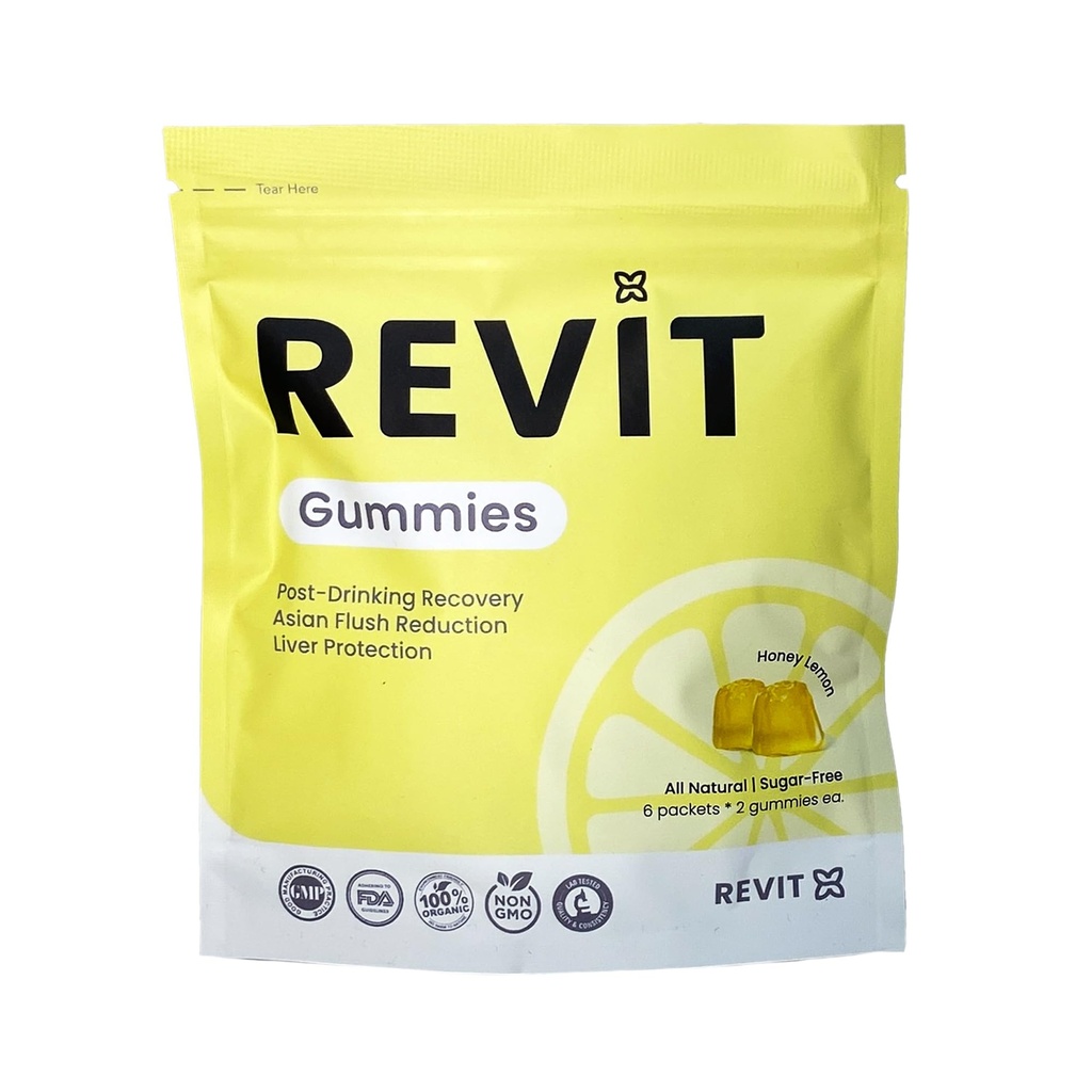 REVIT - זוכה בפרס לאחר-Drinking Recovery Gummy | Liver Support & Recovery | DHM + Curcumin + ג'ינג'ר + ויטמינים + אנטי-חמצן | All-Natural | Non GMO
