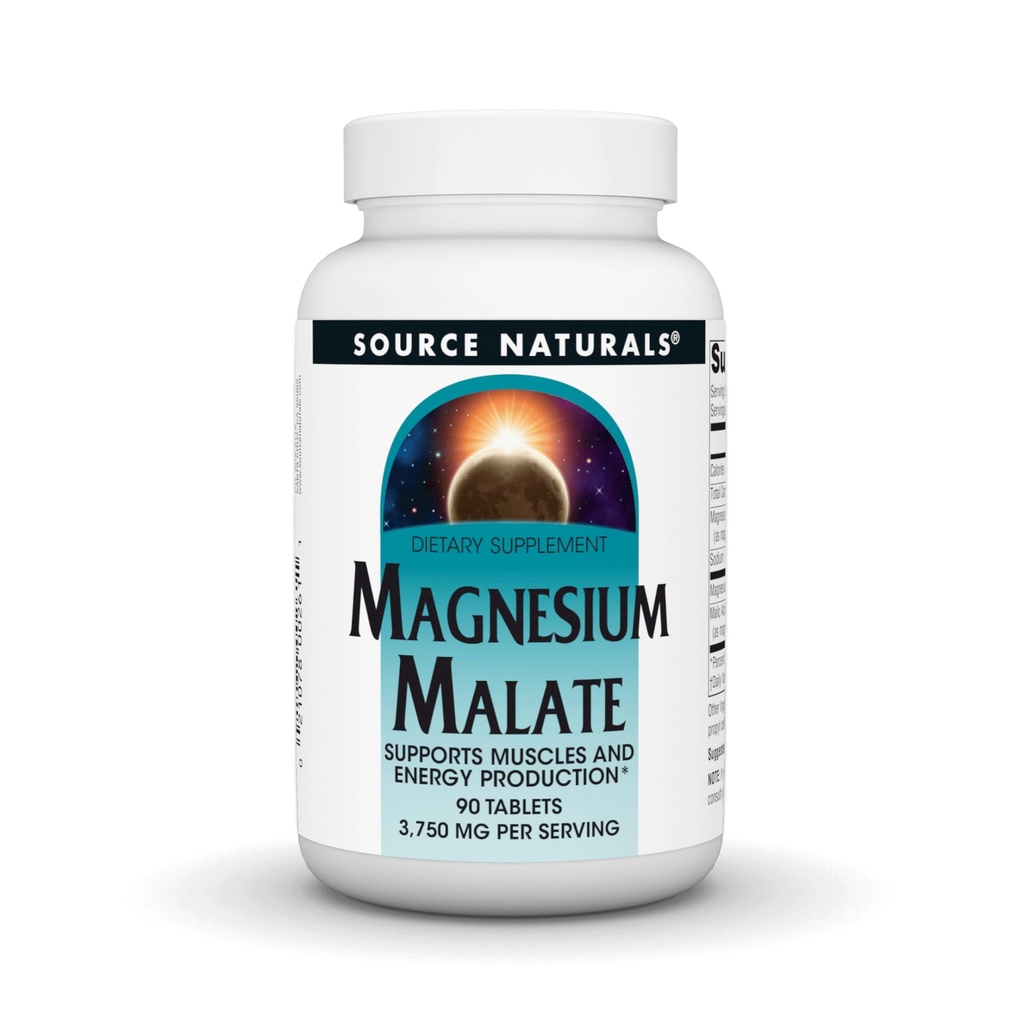 מקור Naturals Magnesium Malate, תומך בשרירים ובייצור אנרגיה*, NonGMO, וgetarian Friendly Magnesium תוסף, 3,750 MG לכל משרת - 90 טבליות