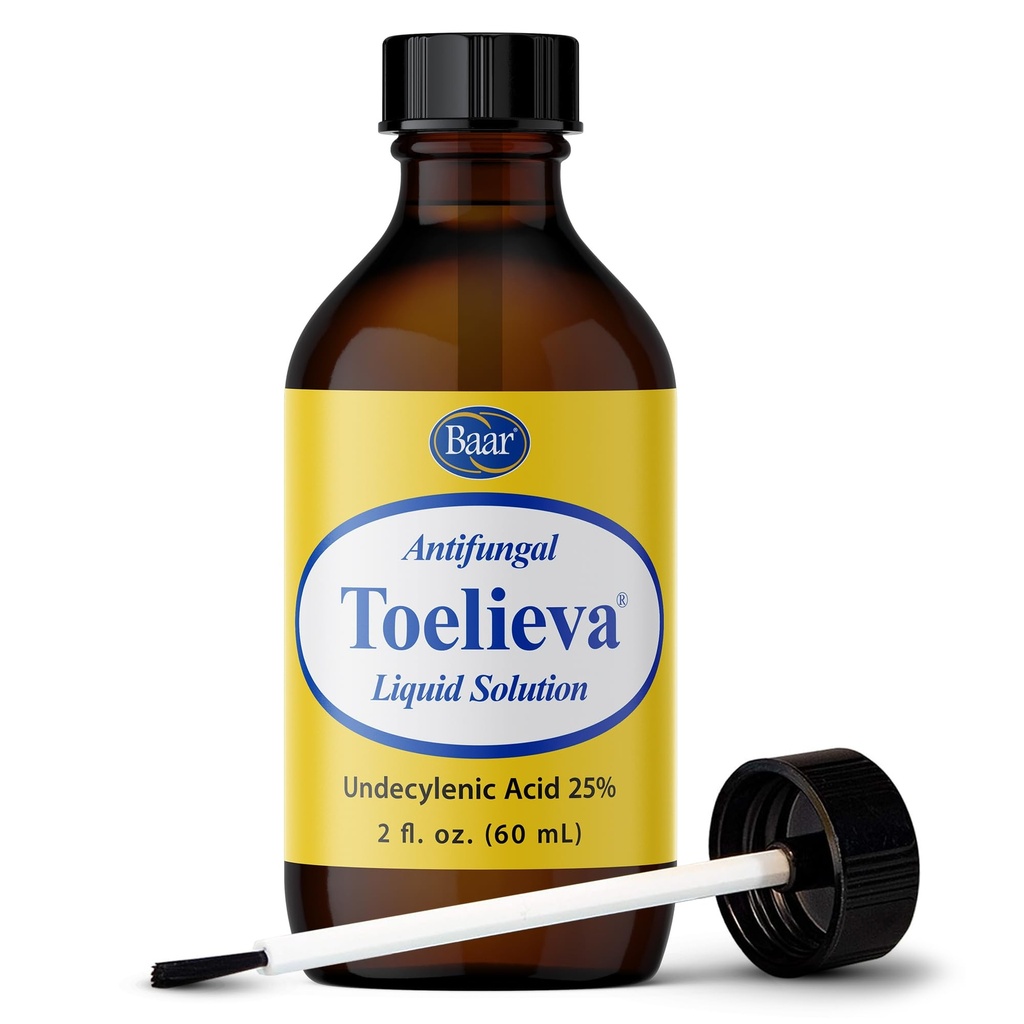 מוצרים Baar - Toelieva Antifungal פתרון נוזלי - 25% Undecylenic Acid, שמן זית אורגני, Grapefruit Seed Extractd Extractd Extractd - כוח מקסימלי - קרבות פטריגוס מתחת וסביבות Toenails - 2 oz