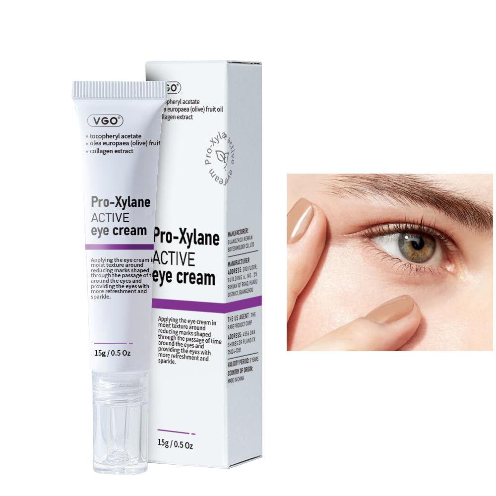 VGO Eye Cream 2% Pro-Xylane Eye Fix Cream for Dark Circles & Puffiness מתחת לעיניים, Pro Xylane + 6D Hyaluronic Acid to Firm Skin, צמצם את Wrinkles, קווים יפים, 15g /0.5 Oz Oz