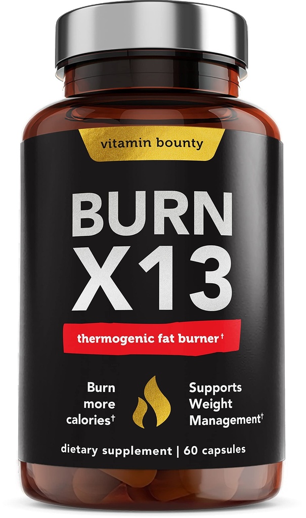 ויטמין Bounty Advanced Thermogenic Fat Burner for Men & Women - Burn X13 Weight Loss Supplement with 13 Powerful Ingredients - Metabolism Booster, Energy & Appetite control - 60 קפסולות