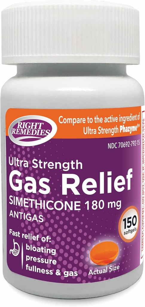 גז סיוע אולטרה כוח, 180 מ"ג Simethicone (150 Softgels) הקלה מהירה מגז, Bloating, Fullness, Painful Discomfort, בהשוואה ל- Ultra Power Phazyme Active Ingredient