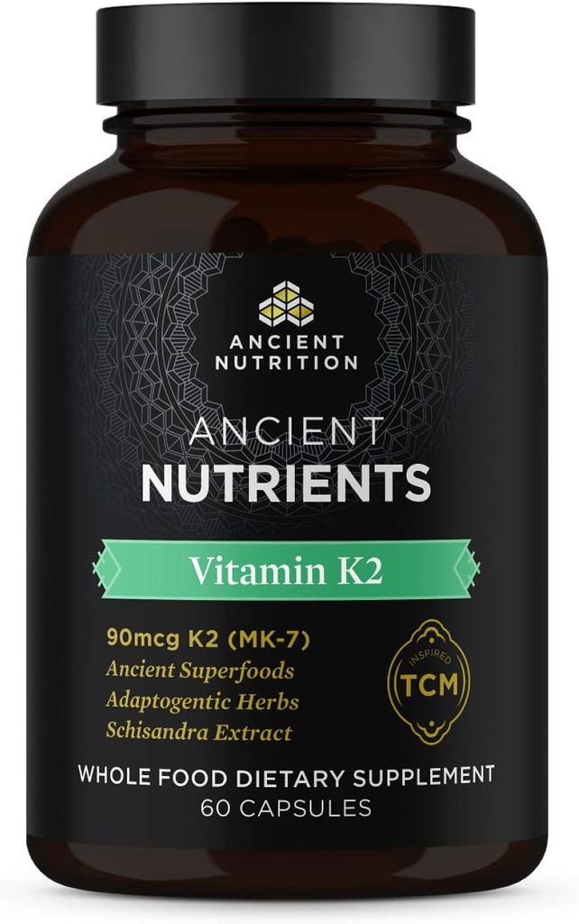 תוספי ויטמין K2, K2-90mcg K2, צמחי מרפא, Enzyme מופעל, תומך Cardiovascular Function, Paleo & Keto Friendly, 60 קפסולות