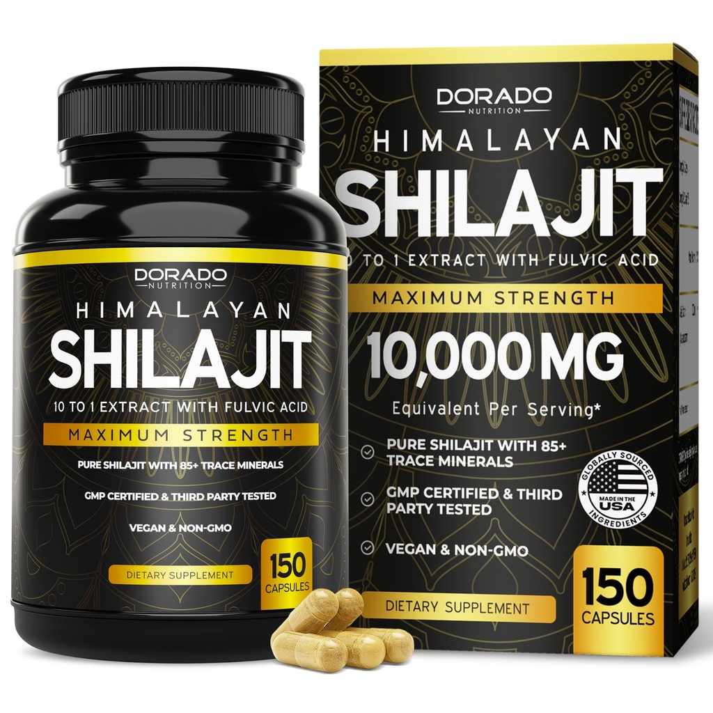 קפסולות Shilajit עם 85 + Trace מינרלים (75 יום אספקה, 1000 מ"ג לחלץ לשרת) ההימלאיה Shilajit עבור גברים ונשים עם Fulvic Acid - צד שלישי נבדק תוספת, non GMO, טבעוני ו USA Made Made Made