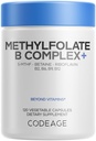 Codeage Methylfolate B Complex Supplements - 5 MTHF, Methyleobalamin 1000mcg Methylated ויטמין B12, Riboflavin, Betaine, ויטמינים B6, Methylation Cycle MTHFR - 2 חודשים - 120 קפסולות