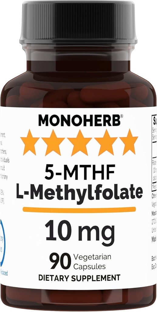 MONOHERB L-Methylfolate 5MTHF 10 מ"ג - 90 קפסולות צמחוניות - Methyl Folate תוסף