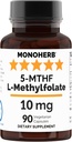 MONOHERB L-Methylfolate 5MTHF 10 מ"ג - 90 קפסולות צמחוניות - Methyl Folate תוסף