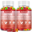 Calcium Citrate Gummies - 1200mg Calcium Gummies עם Magnesium Zinc ויטמין D3,K2, B6, B12 עבור העצם, שרירים, מפרקים, תמיכה Immune, High Absorption Calciums עבור נשים וגברים 2 Packs