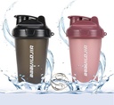 2 PACK Shaker Bottle Holds Upto 17oz, בלנדר Whisk, Portable Pre Workout חלבונים כוס, Mixes קוקטיילים Smoothies Shakes, BPA Free & Dishwasher Safe Black / Pink