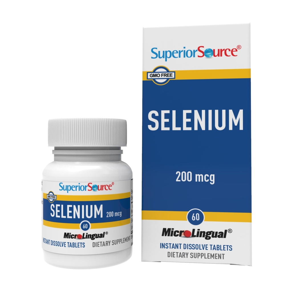 מקור עליון Selenium 200 mcg - Immune Health Support Supplement - Selenomethionine Tablets Aid Thyroid Gland function - תוספת תמיכה מחזור של ויטמין E - 60 טבליות של Dissolve מיידי