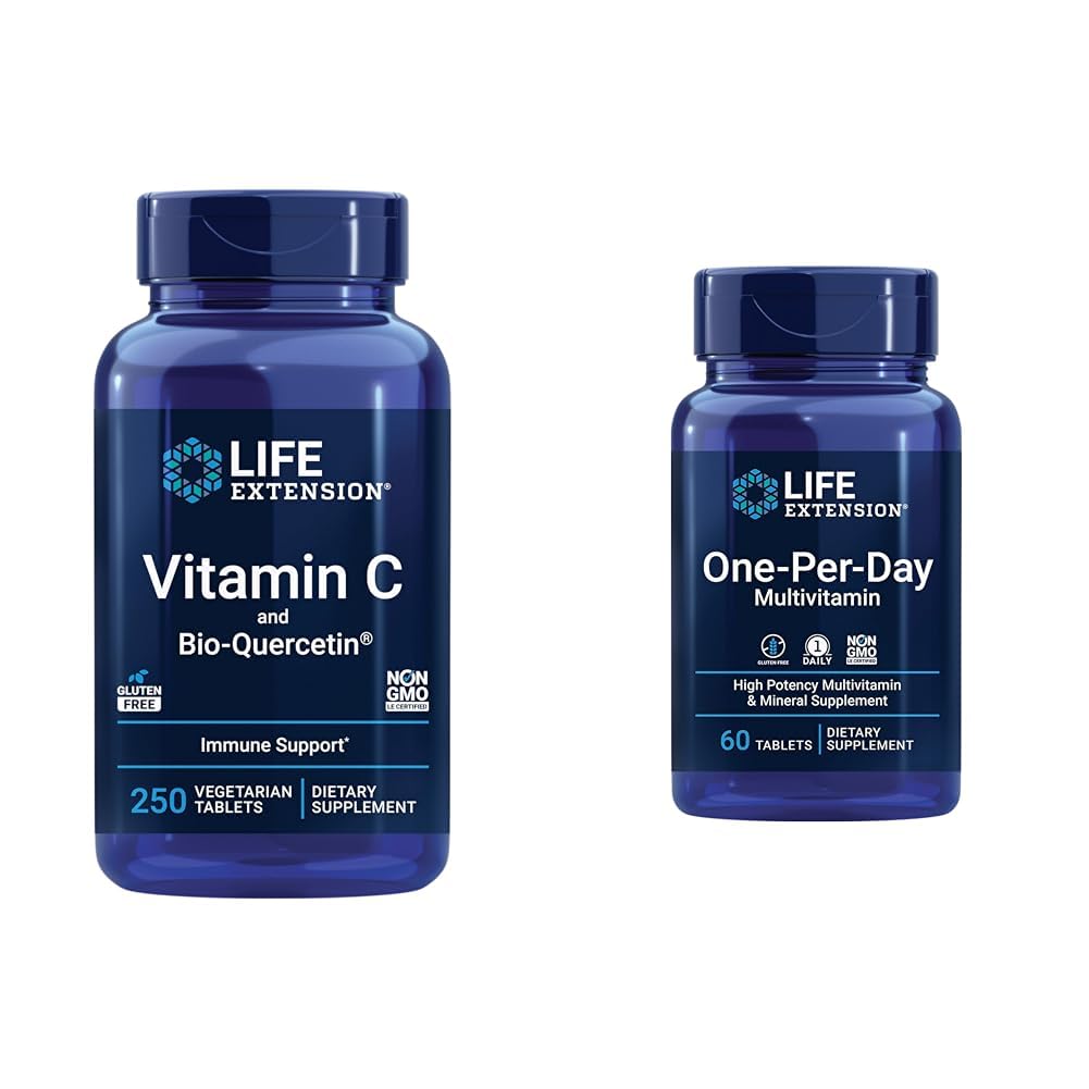 ויטמין C & Quercetin Phytosome Plus Multivitamin עם 25+ ויטמינים, מינרלים ופלטים - 250 טבליות, 60 טבליות