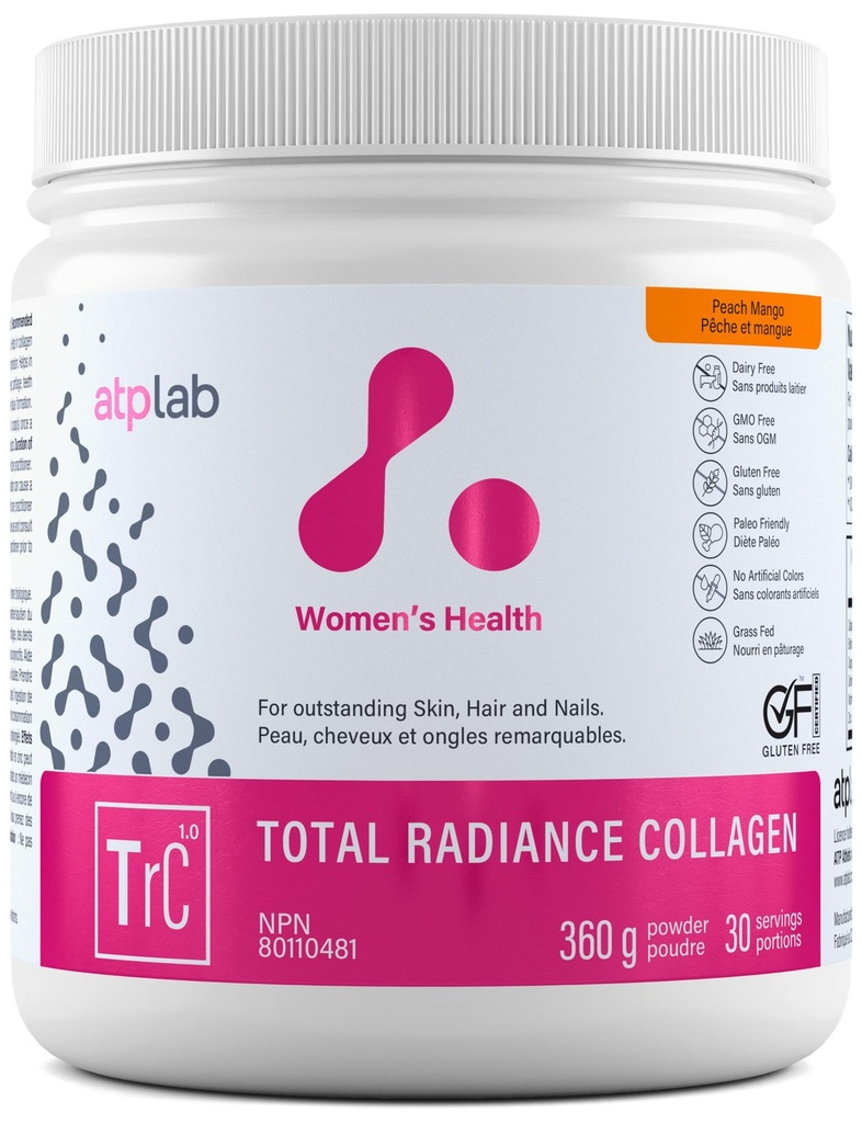 ATP LAB Total Radiance Collagen - Peach מנגו פלמור, 360g - אבקת פפטידים קולג'ן לנשים - תוסף חלבון קולודג'ן עם ביוטין