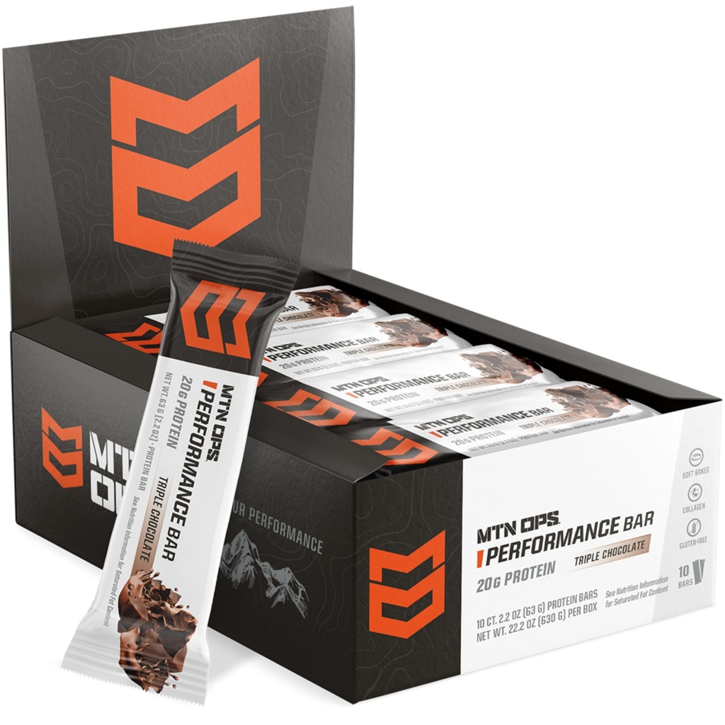 MTN OPS משולש שוקולד מופול חלבונים Bars, חלבון גבוה עם Whey Isolate & Whey Concentrate and Collagen, Low Sugar, Gluten Free, 10 Count