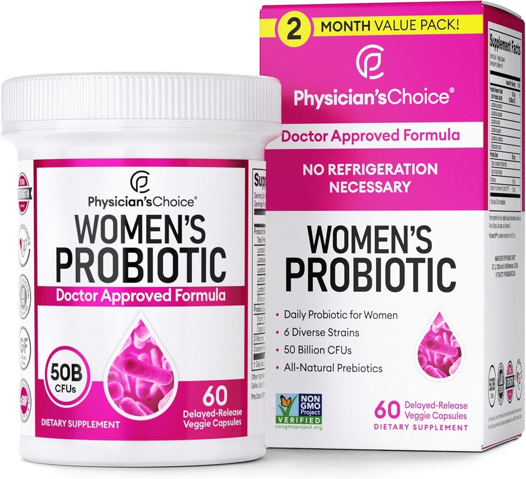 פרוביוטיקה 50 מיליארד קפסולות של נשים yhn Women's Probiotic 50 מיליארד CFU, תוסף פרוביוטיקה לנשים עם 50 מיליארד CFUs Plus קליני פרובאנס Ingredients,60 Ct.