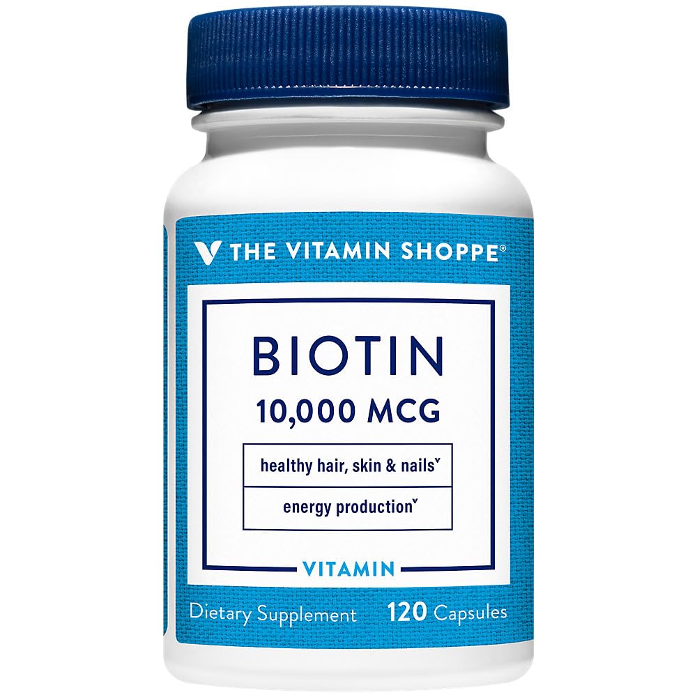 ויטמין Shoppe Biotin 1000MCG, תמיכה מטבוליזם תזונתי עבור שיער בריא, עור בריא וציפורים חזקות, ייצור אנרגיה (120 קפסולות)