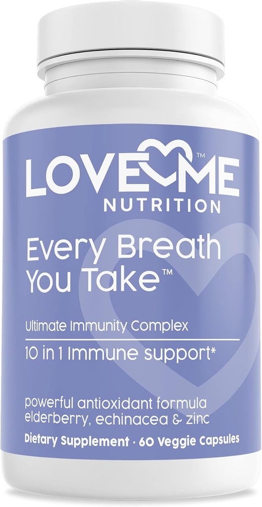 Immune Support Supplement - Natural Ingredients for Immune System Support (60 קפסולות) - Immune Booster Containing Elderberry, ויטמין C & E, Zinc ו-Echinacea למבוגרים