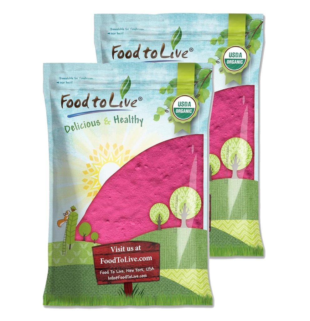 אבקת פירות הדרקון האורגני, 16 פאונד - non-GMO, Raw Pitahaya, טבעוני, Bulk, מכיל Maltodextrin