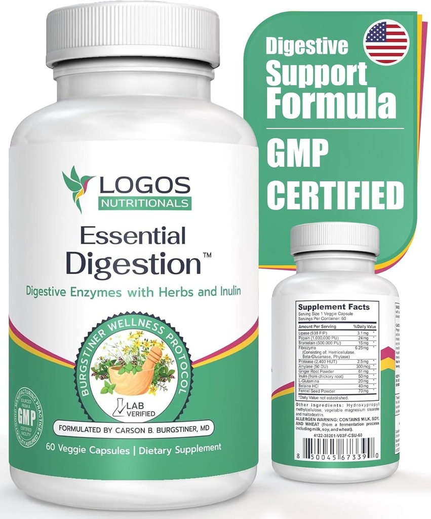 מחקר בסיסי 90 Veggie Caps - Enzymes Digestive כדי לשפר את הבריאות ואת Gut בעיות עיכול - עבור גברים ונשים