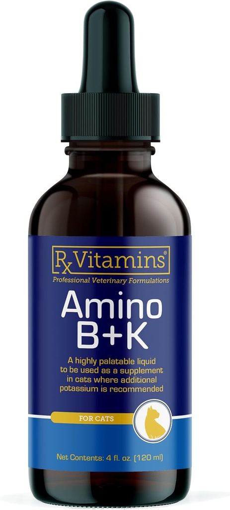 Rx ויטמינים Amino B+K - Cat ויטמין B & Potassium תוסף לחתולים - עם Amino Acids Turine & Lysine - איידס תמיכה קטני תמיכה ו- Immune תמיכה לחתולים - Liver & Bacon 4oz
