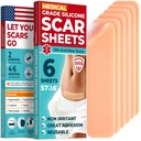 דרגה רפואית Silicone Scar Sheets - 6pk (5.7"x1.6) - הבדל בולט על מרקים סורגיים וקלאידיים - Reusable C-Section Scar Silicone Strips - Easy to Use Strips