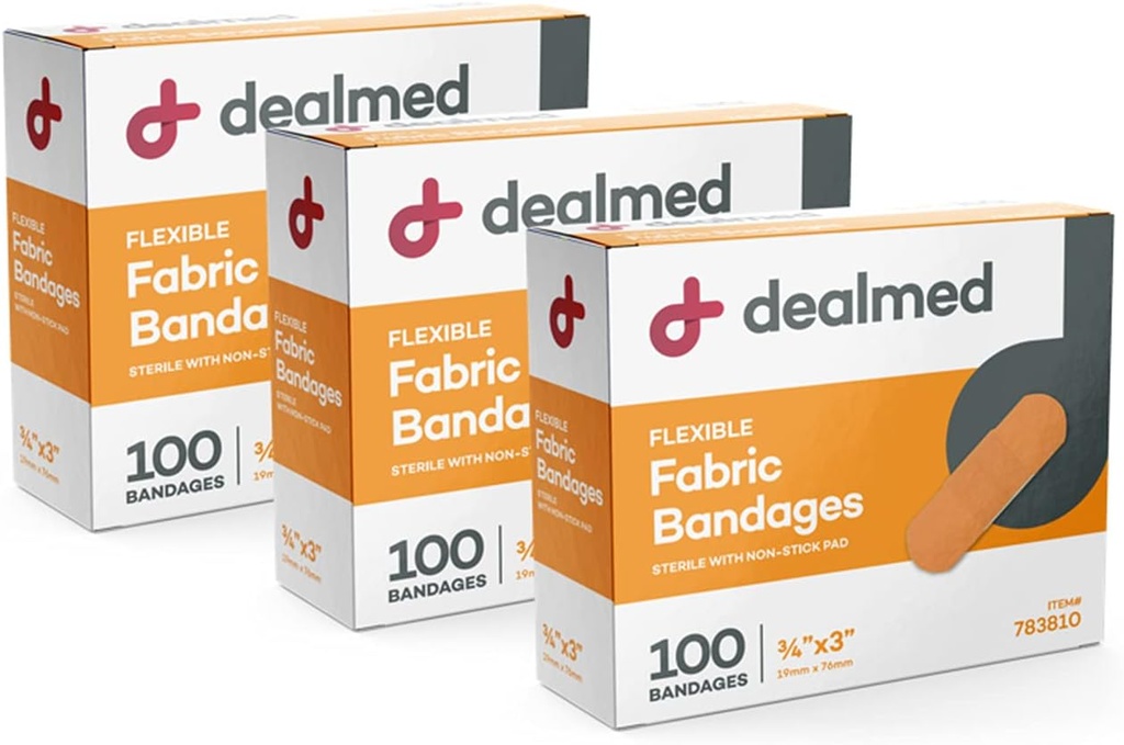 מארג'ים גמישים Adhesive Bandages - 100 Count (3 Pack) Bandages עם Non-Stick Pad, BT Free, Wound Care for First Aid Kit, 3