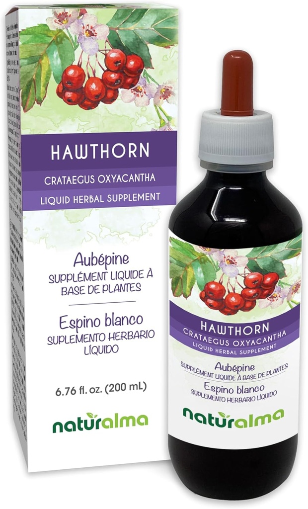 Naturalma הותורן (Crataegus oxyacantha) Leaf and Flower-Free Tincture - 6.76 fl oz Liquid Extracts - Herbal תוסף - טבעוני