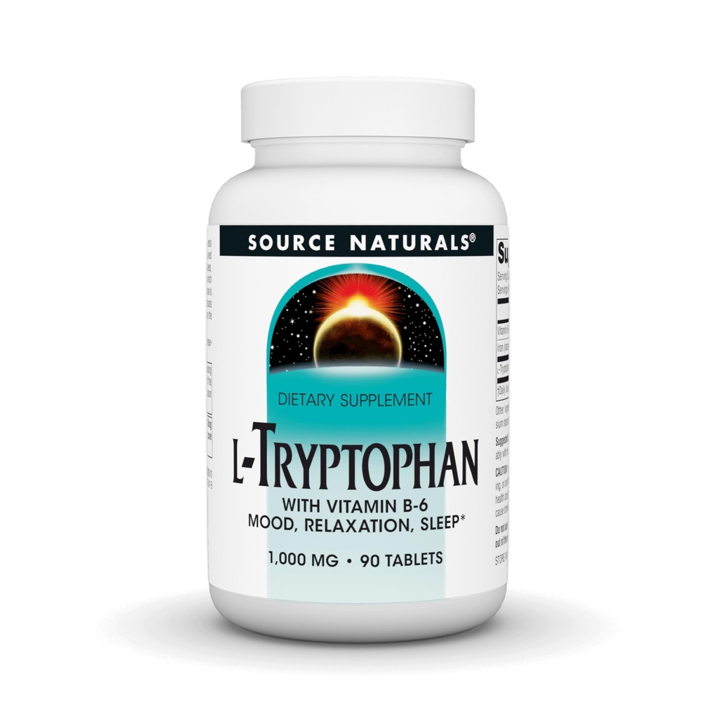 מקור טבעי L-Tryptophan עם ויטמין B-6 תמיכה Mood, מרגיעה ושינה -1000 מ"ג - 90 טבליות