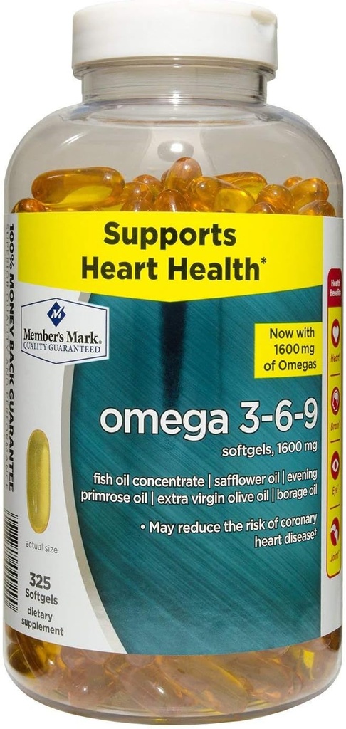 מארק אומגה 3, 6, 9 תוספי תזונה 1600 Mg, Soft Gels, 325Count