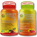 Immune Support Bundle - Quercetin עם Bromelain, ויטמין C & Zinc + Liposomal ויטמין C 1100 מ"ג - עם תערובת מזון אורגני שלם & Acerola Cherry - Antioxidant, Respiratory & Cardiovascular תמיכה תמיכה תמיכה תמיכה תמיכה תמיכה